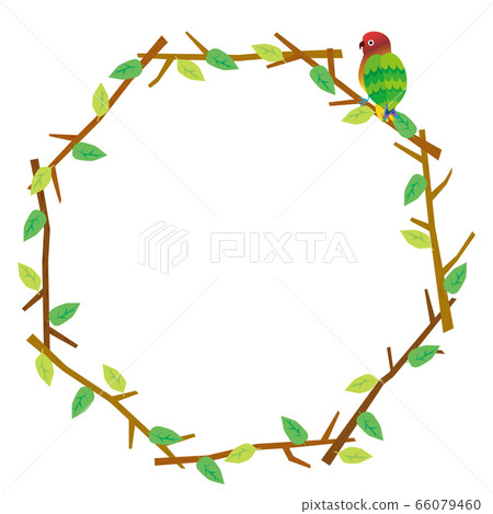 Illustration of octagonal frame composed of tree branches and leaves Cute perch bird | Nature background white background in title back Illustration of octagonal frame composed of tree branches and leaves Cute perch bird | Nature background white background in title back 66079460