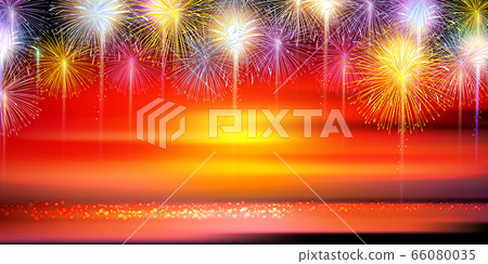 煙花夏天風景背景 66080035