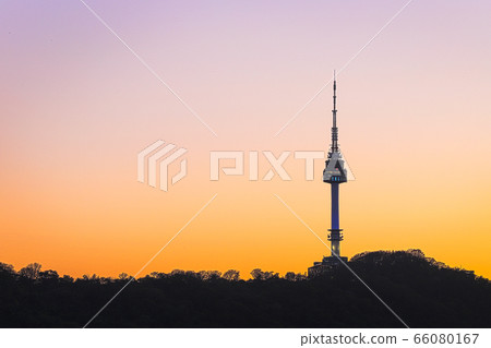 N Tower in the sky at sunset 66080167