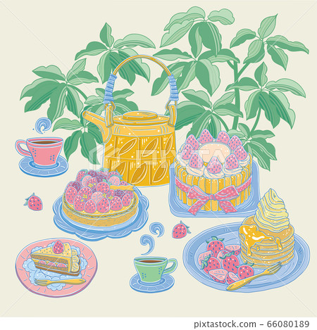 Afternoon tea cake with tea gourmet vector illustration 66080189