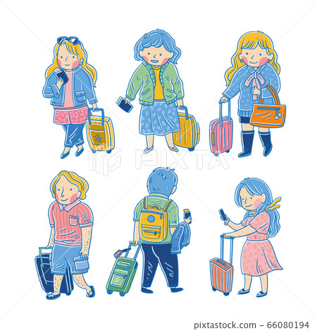 A cute traveling person, a plane passenger, a courage 66080194