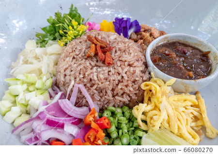 Fried rice mixed with shrimp paste. Fried rice mixed with shrimp paste. 66080270