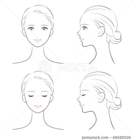 Female Front View Profile Illustration No Color Stock Illustration Female Front View Profile Illustration No Color Stock Illustration