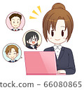 聯機會議（粉紅色的PC）/婦女 66080865