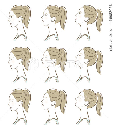 Facial expression illustration of a profile of a woman 66082088