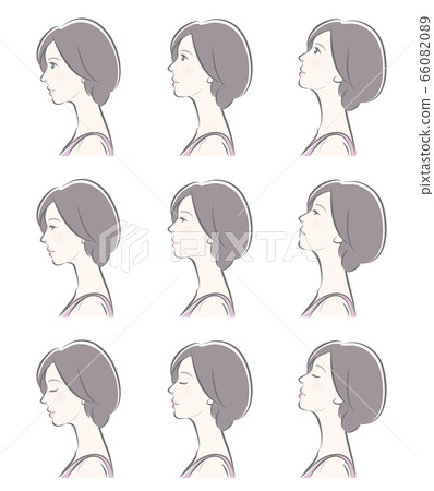 Facial expression illustration of a profile of a woman 66082089