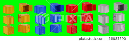 A high quality image of 10ft shipping containers on a green background. A high quality image of 10ft shipping containers on a green background. 66083390