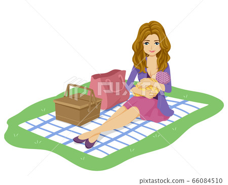 Girl Mom Park Public Breastfeed Illustration Girl Mom Park Public Breastfeed Illustration 66084510