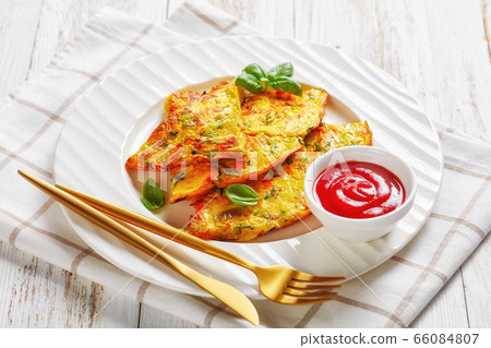 Easy healthy italian frittata on a white plate 66084807