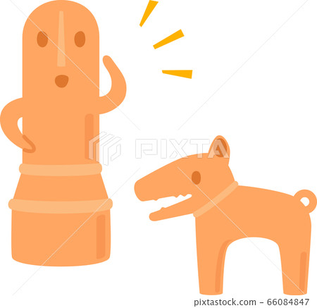 Person and dog haniwa Person and dog haniwa 66084847