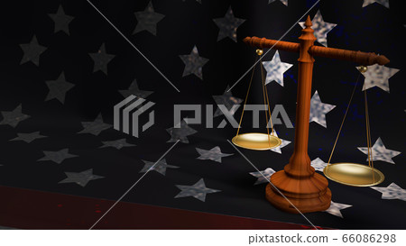 The libra on front American flag 3d rendering for law content. 66086298