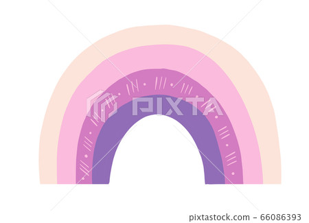 Illustration color cartoon rainbow in gentle pastel colors with elements and details on a white 66086393