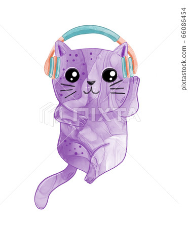 Illustration Of A Cat Pet In Watercolor Style - Stock Illustration 