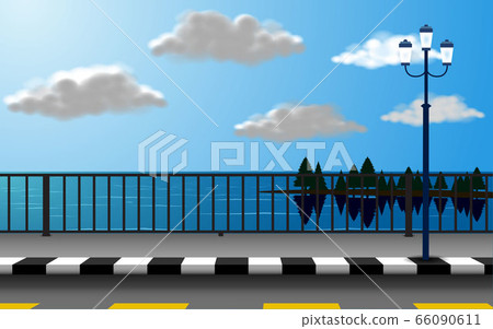 landscape of road on the beach in the summer 66090611