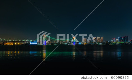 Raybo Bridge, illuminated in seven colors From Toyosu Gururi Park Raybo Bridge, illuminated in seven colors From Toyosu Gururi Park 66090855