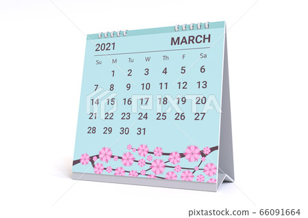 3D Rendering - Calendar for March with flower theme. 2021 Monthly calendar week starts on sunday. 3D Rendering - Calendar for March with flower theme. 2021 Monthly calendar week starts on sunday. 66091664