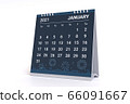 3D Rendering - Calendar for january with fireworks theme. 2021 Monthly calendar week starts on sunday. 66091667