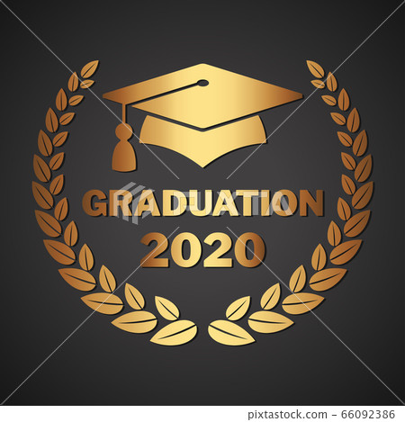 Graduation gold logo isolated on black background. Graduation gold logo isolated on black background. 66092386