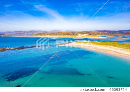 Aerial view of Carrickfad and Cashelgolan beach, Castlegoland, by Portnoo in County Donegal - Ireland Aerial view of Carrickfad and Cashelgolan beach, Castlegoland, by Portnoo in County Donegal - Ireland 66093734