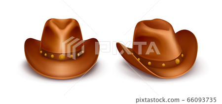 Realistic vector brown leather cowboy hats 66093735