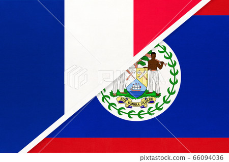 France and Belize, symbol of national flags from textile 66094036