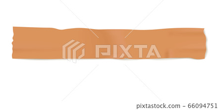 Brown adhesive duct tape line, realistic mockup of wrinkled and used sticky tape texture 66094751