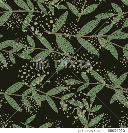 Hand drawn foliage brances seamless pattern. Green - Stock Illustration ...