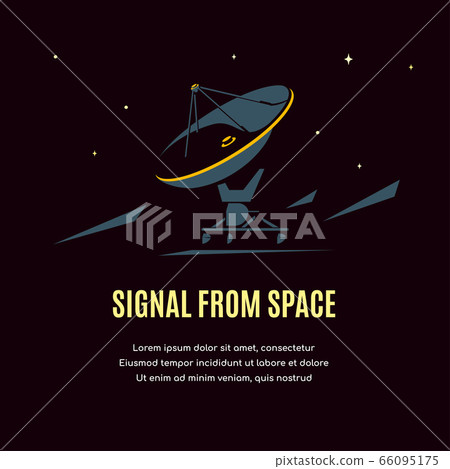 Space banner design with radiotelescope, flat style illustration 66095175