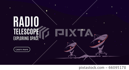 Space banner design with radiotelescope, flat style illustration Space banner design with radiotelescope, flat style illustration 66095178