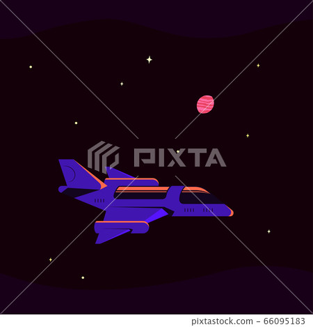 Space banner design with starship, flat style illustration Space banner design with starship, flat style illustration 66095183
