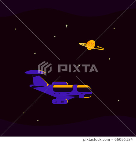 Space banner design with starship, flat style illustration Space banner design with starship, flat style illustration 66095184