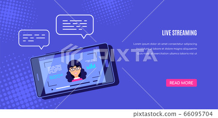 Live mobile streaming banner design, flat style vector illustration 66095704