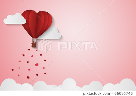 Paper Style love of valentine day , balloon flying Paper Style love of valentine day , balloon flying 66095746