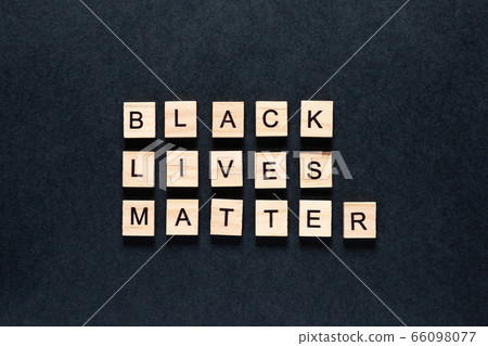 Black lives matter inscription on a black 66098077