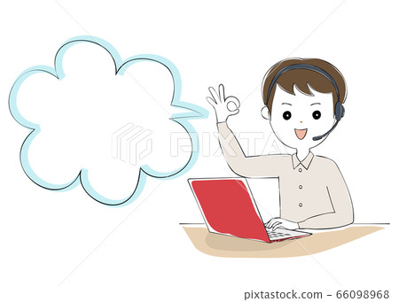 A man who does telework with a laptop computer 66098968