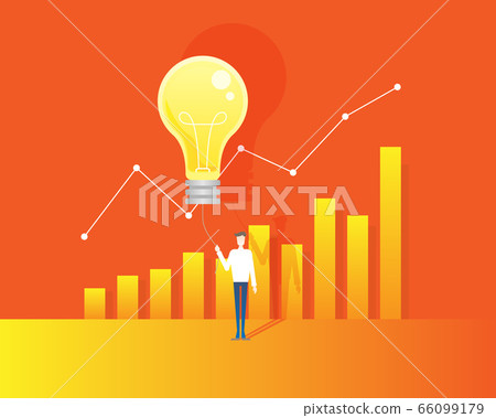 Businessman growing ideas with ideas (orange background) 66099179