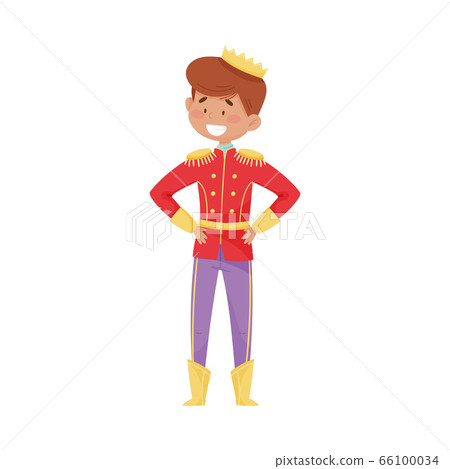 Smiling Little Prince with Golden Crown Wearing Carnival Suit Vector Illustration Smiling Little Prince with Golden Crown Wearing Carnival Suit Vector Illustration 66100034