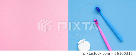 Teeth hygiene and oral care products flatlay Teeth hygiene and oral care products flatlay 66100315