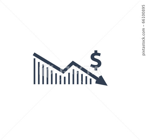 dollar decrease icon. Money symbol with arrow - Stock Illustration ...