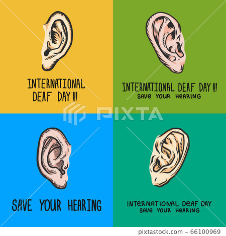 International deaf day banner set, hand drawn style International deaf day banner set, hand drawn style 66100969