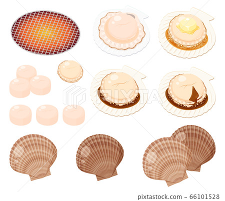 木炭烤扇貝_海鮮烤插圖集 66101528