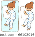 Stock illustration: a woman holding a pillow and sleeping 66102016