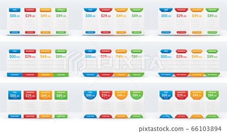 Price comparison table layout template for four products, vector illustration 66103894