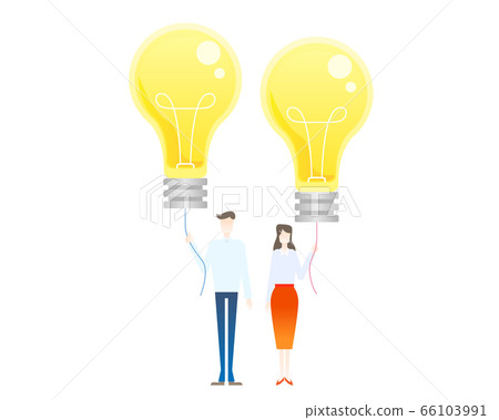 Illustration of men and women with a light bulb Illustration of men and women with a light bulb 66103991