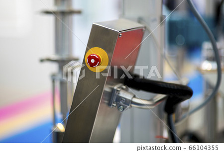 The red emergency button or stop button for Hand 66104355