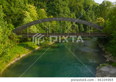 Nice view of the Serio river and old bridge Nice view of the Serio river and old bridge 66104964