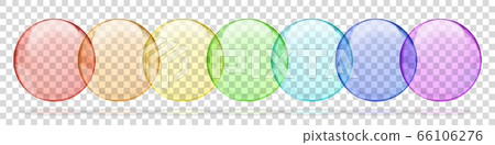 Collection of rainbow colored transparent round bubbles 66106276