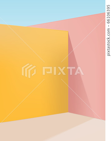 Vector Vibrant Pastel Geometric Studio Shot Corner Background, Pink, Yellow & Beige Vector Vibrant Pastel Geometric Studio Shot Corner Background, Pink, Yellow & Beige 66106395