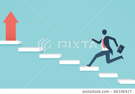 Businessman up stairs to the goal, leadership... - Stock Illustration ...