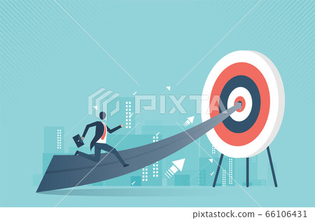 Businessman up stairs to the goal, leadership... - Stock Illustration ...